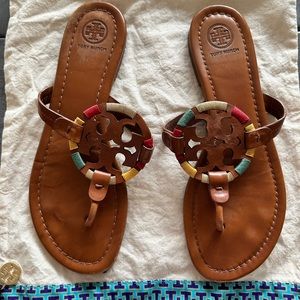 Brown leather classic Tory Burch thong sandal
